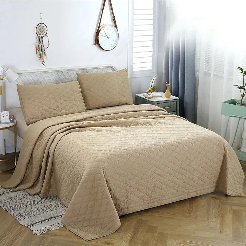

CHAUSUB 100% Cotton Bedspread Quilt Set 3PCS King Queen Plain Quilted Bed Cover Summer Lightweight Blanket for Bed Comforter