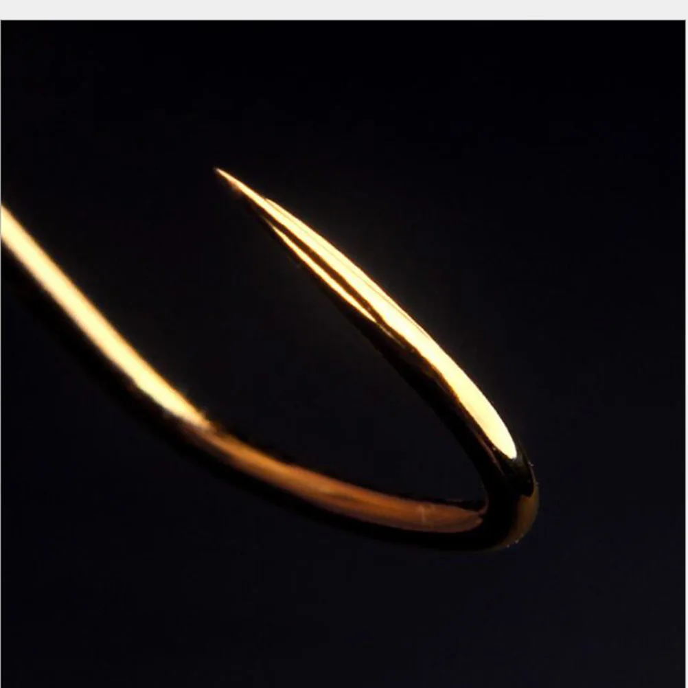 

100pcs Fishing Hook Gold Offset Hook Corrosion Resistant Strong Fishhook For Freshwater Saltwater Angling Lure