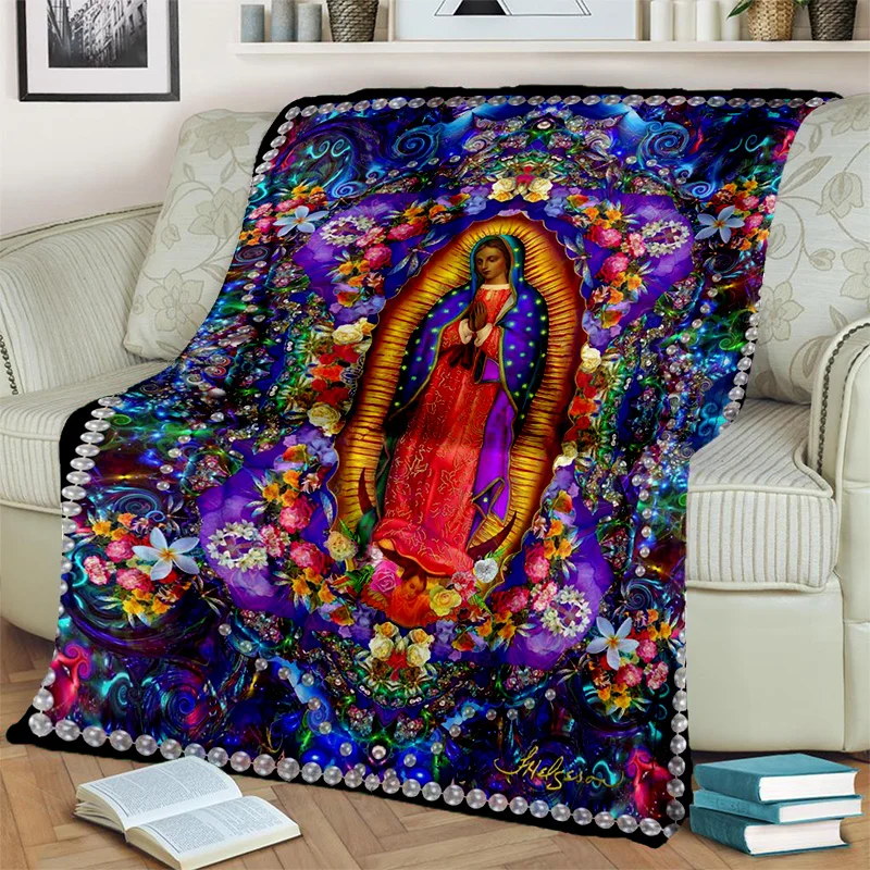 3D Blessed Virgin Mary Jesus HD Blanket,Soft Throw Blanket for Home Bedroom Bed Sofa Picnic Travel Office Rest Cover Blanket Kid