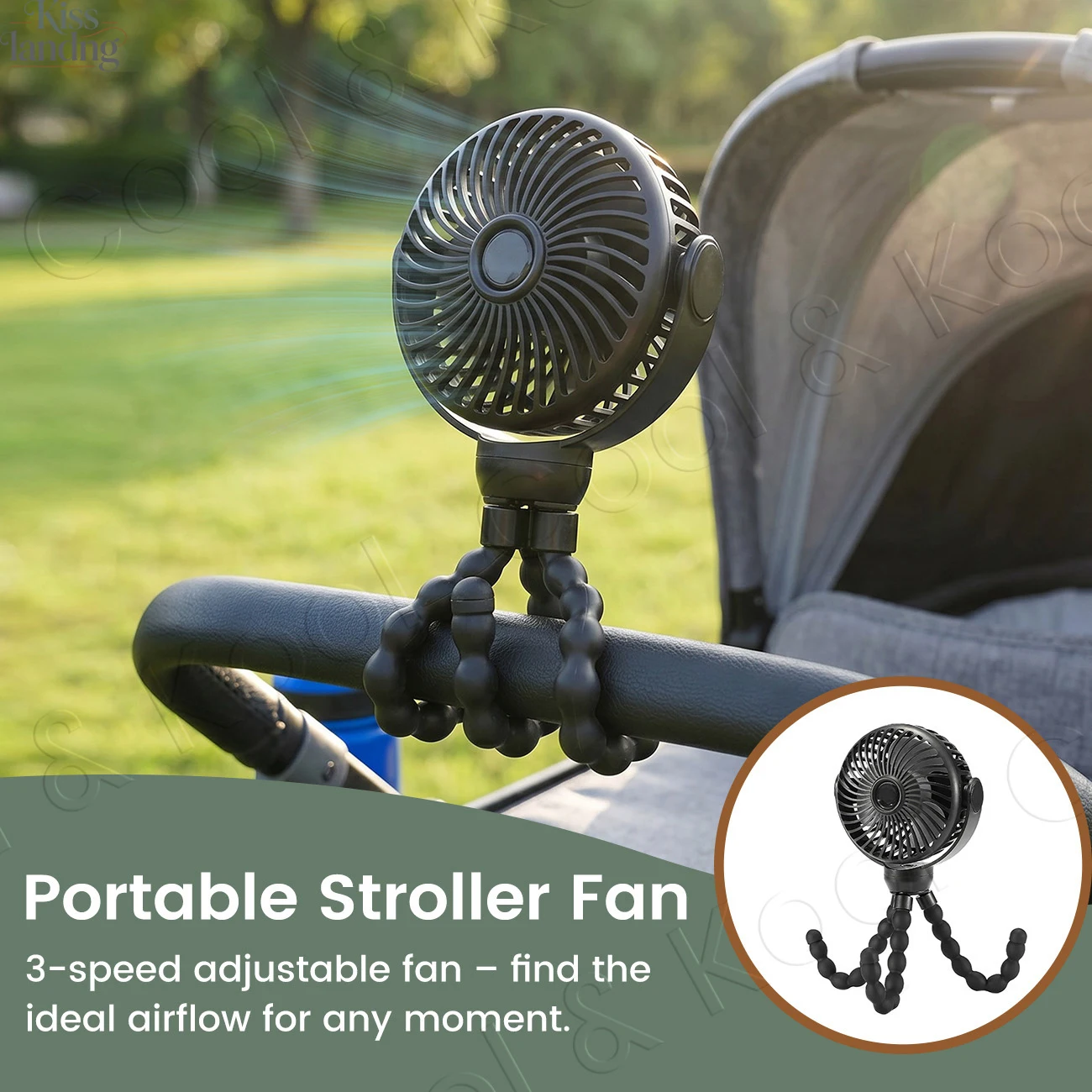 3-Speed Portable Stroller Fan, USB Rechargeable Clip-On Fan for Baby Strollers & Newborn Essentials