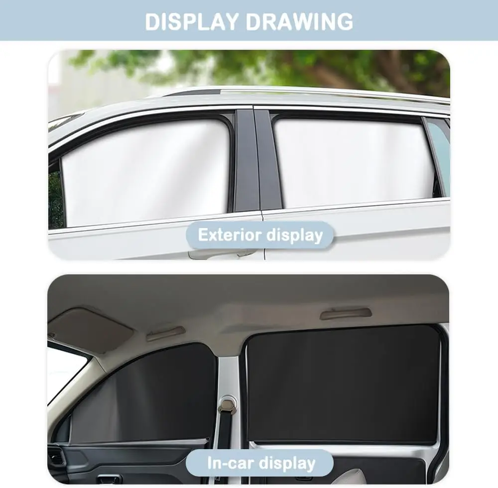 1 Pair Strong Magnetic Sunction Sunshade Double Sided Magnetic Car Curtain Opaque Car Sun Shade Summer Sun Protection