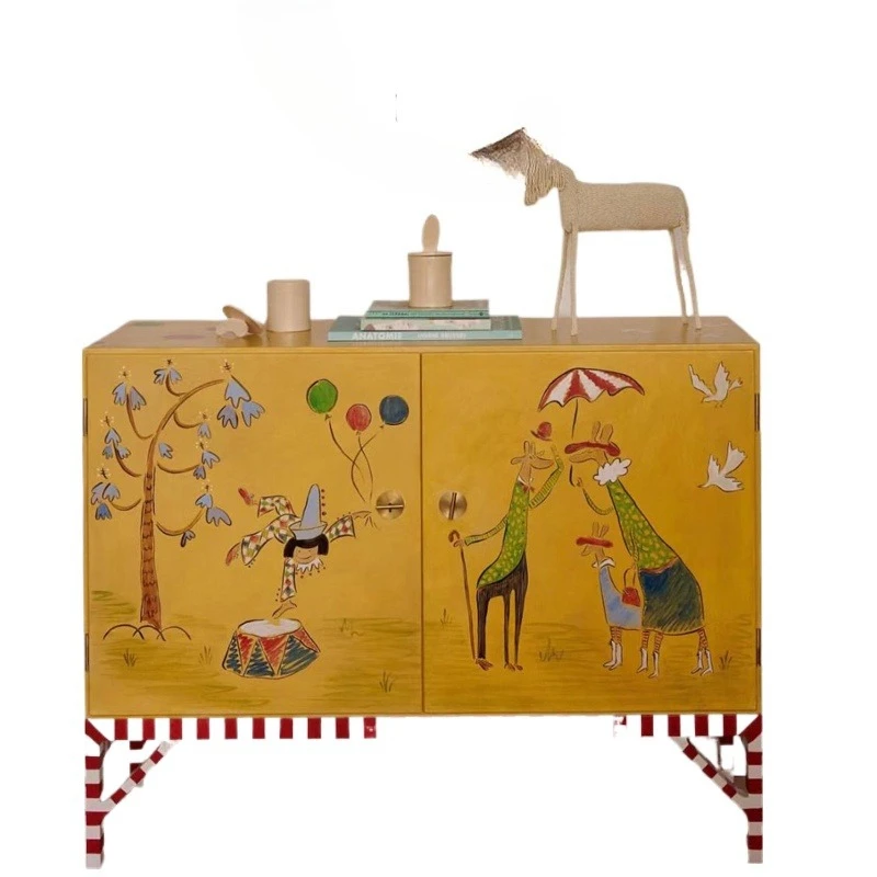 

Solid wood baking paint decorative cabinet, home entrance cabinet, retro restaurant side cabinet, bedroom storage cabinet