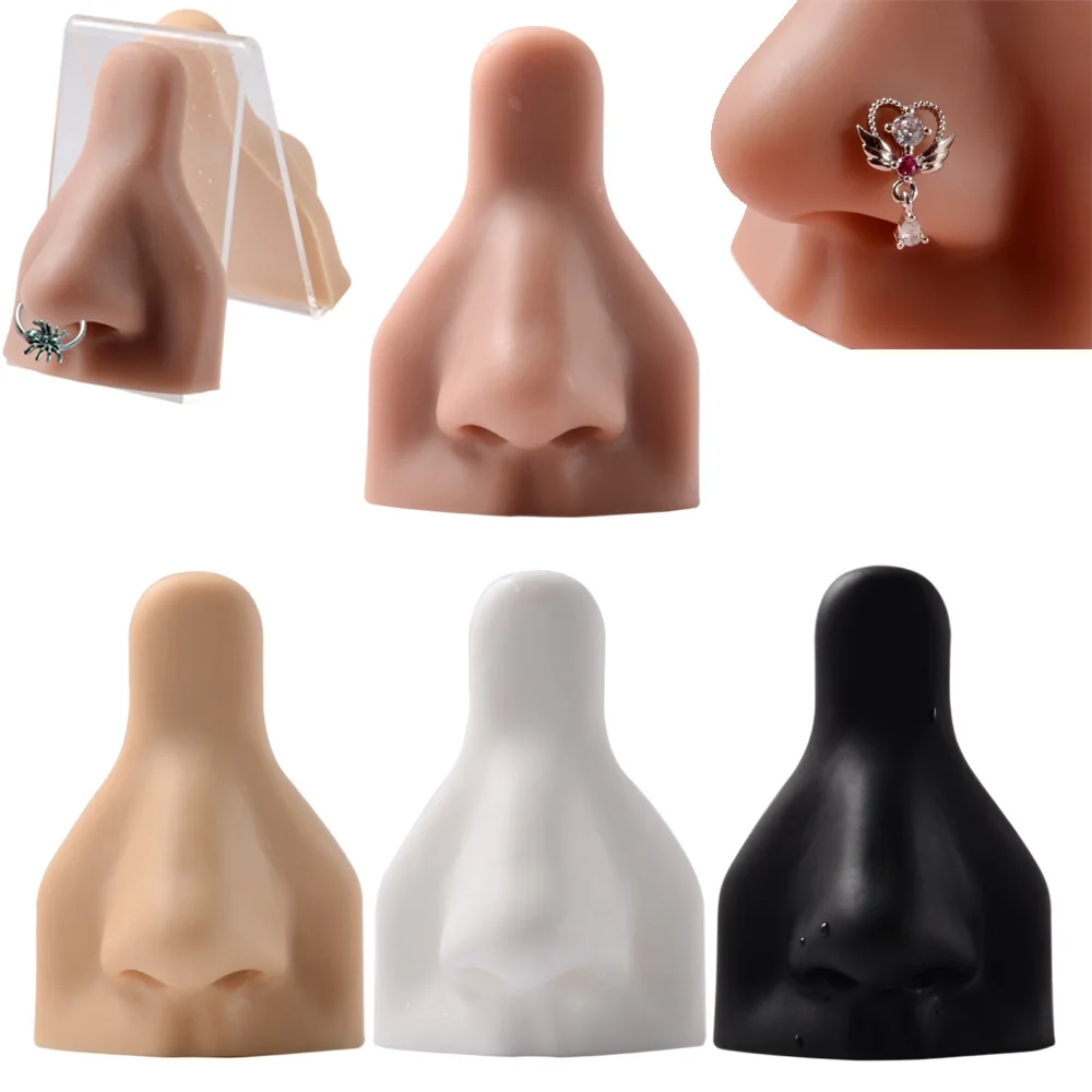 

10pcs Soft Silicone Nose Model Tattoo Practice Jewelry Display Piercing Tools Earring Display Tool Acrylic Display Stand Kit