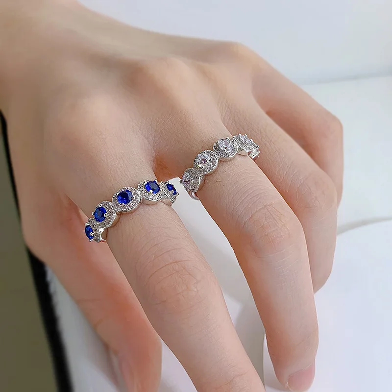 Five Stone Moissanite Diamond Ring 100% Real 925 Sterling Silver Party Wedding Band Rings for Women Men Engagement Jewelry Gift