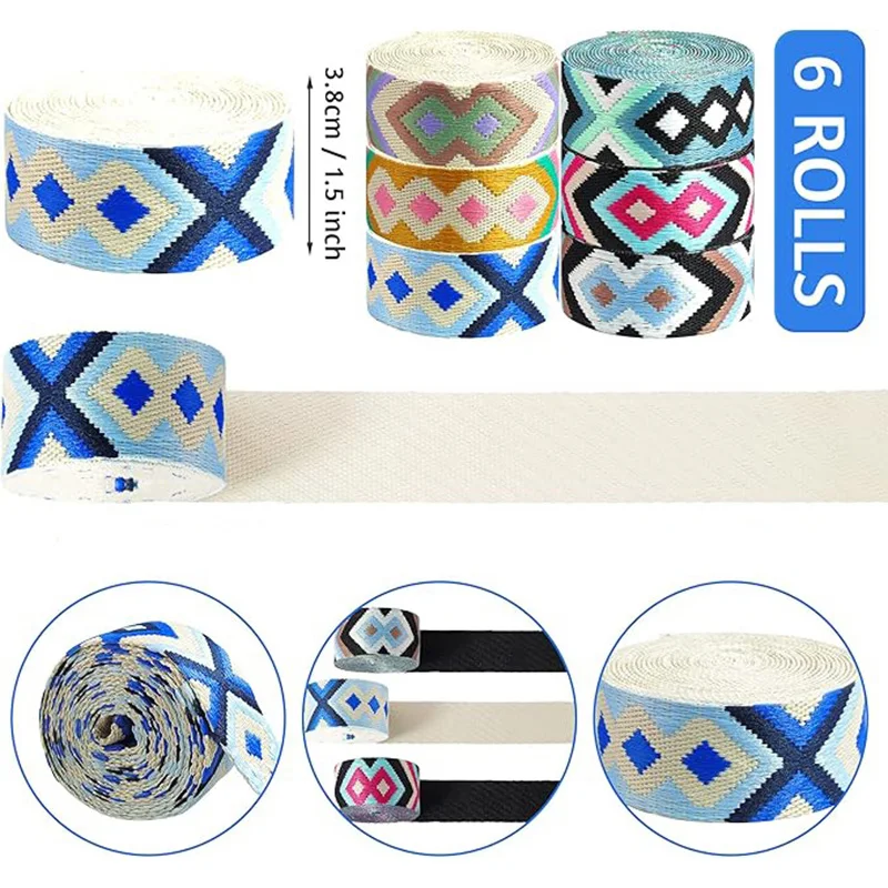 

2/5M 38/50mm Backpack Webbing Strap Jacquard Nylon Tape for Bag Canvas Ribbon Decoration Lace Trimmings Sewing Bais Supplies