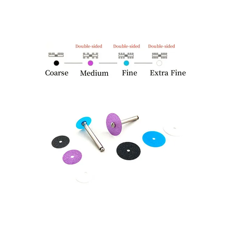 100Pc Dental Stem Polishing Discs Single/Double side Sand Disc Gross Reduction Contouring Mandrel Stripes Set Dentistry Material