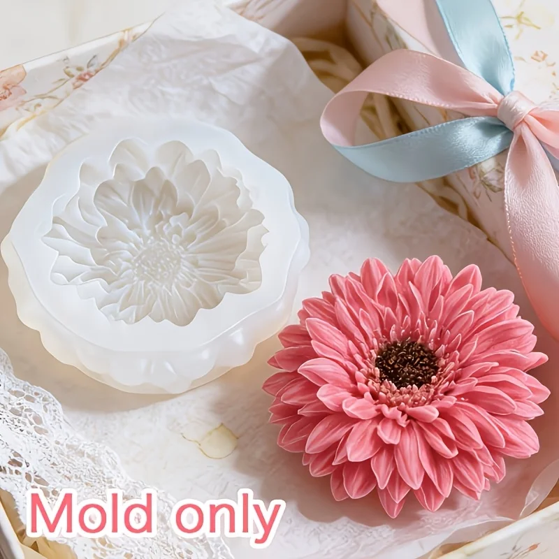 Molde de Silicona Tridimensional de Gerbera, Forma de Flor de Gerbera, Vela DIY, Adorno de Resina Hecho a Mano para Escritorio, Regalo de San Valentín