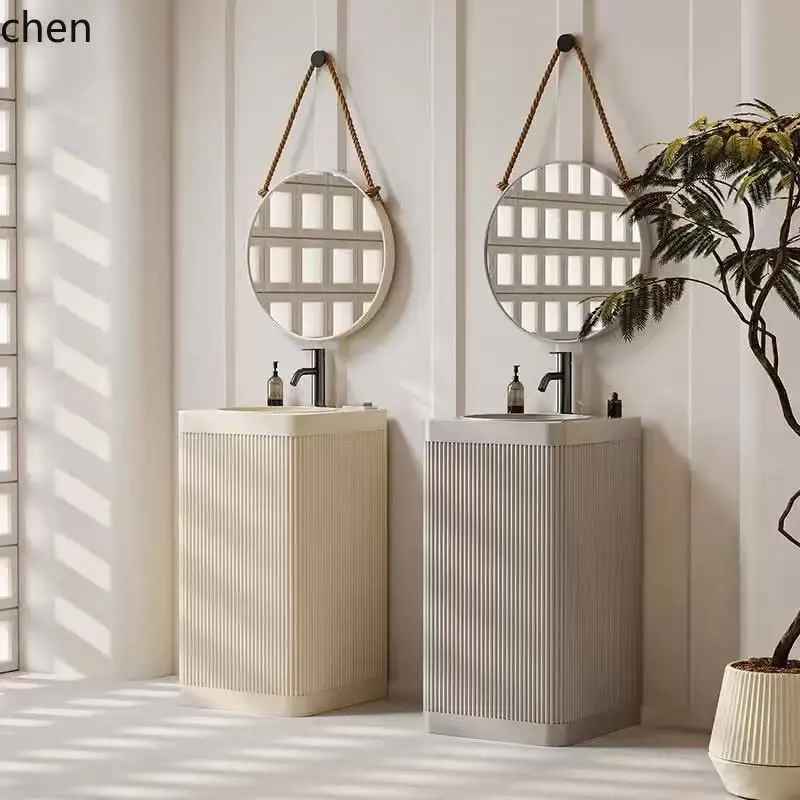 YFY  Cream Style Wash Basin Integrated Vanity Colorful Pedestal Basin