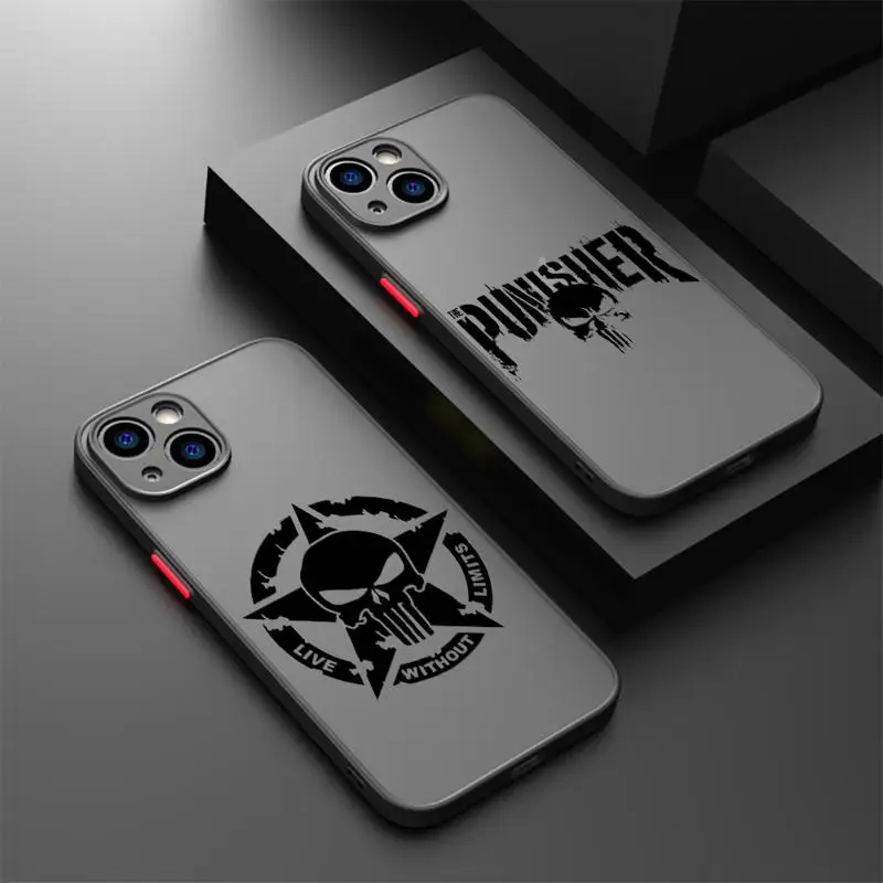 phone case for Apple iPhone 11 Pro Max 15 13 14 Plus 8 12 Mini SE XS Protective Sleeve Cover funda Marvel Punisher Anti-Hero