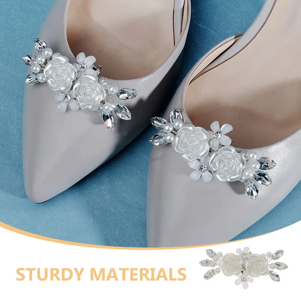 

1 пара зажимов для обуви с жемчужным цветком, декоративные съемные свадебные пряжки, аксессуары для свадебной вечеринки на высоком каблуке, обувь