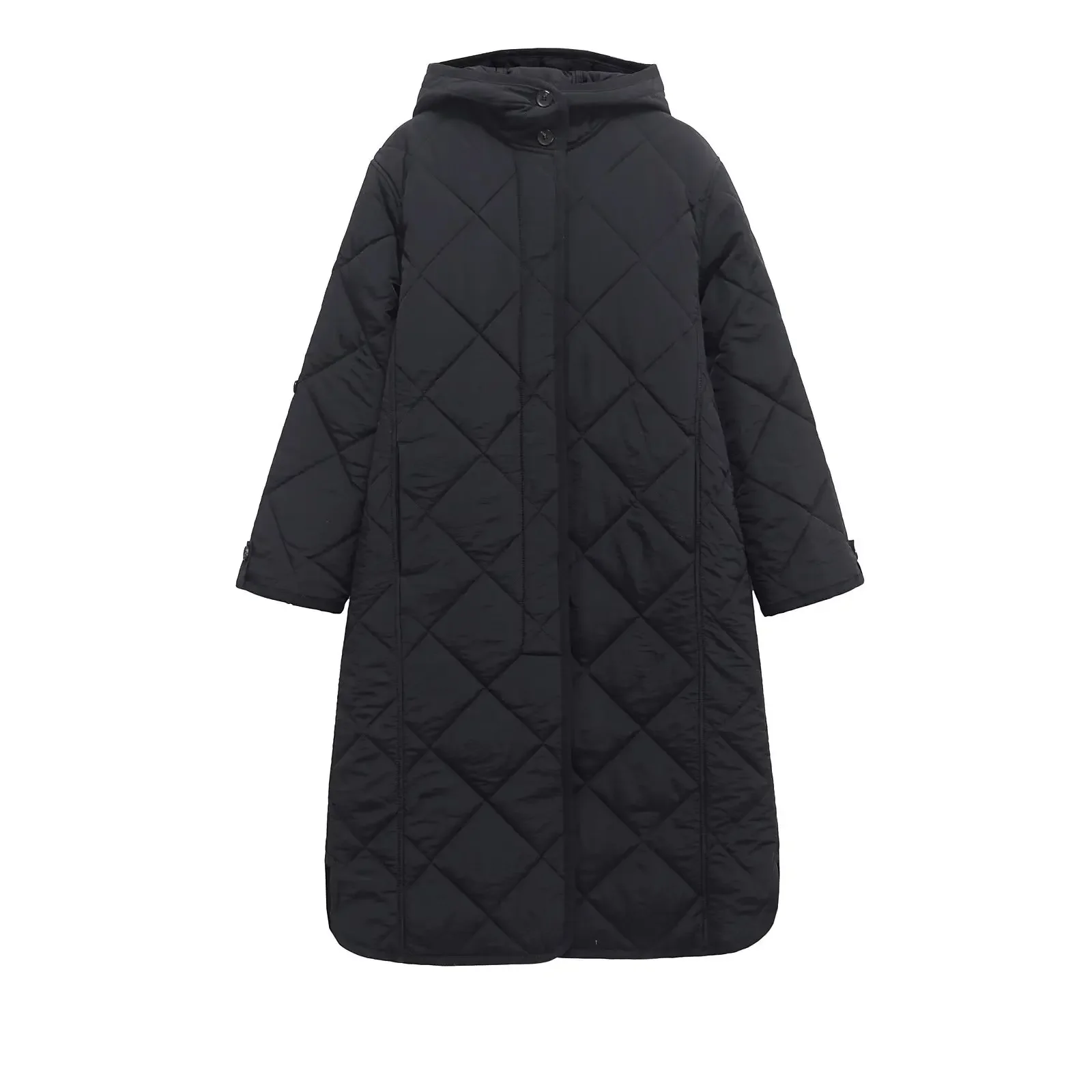 Winter Women Oversized Long Parkas Coat Zipper Long Sleeve Hood Overcoat