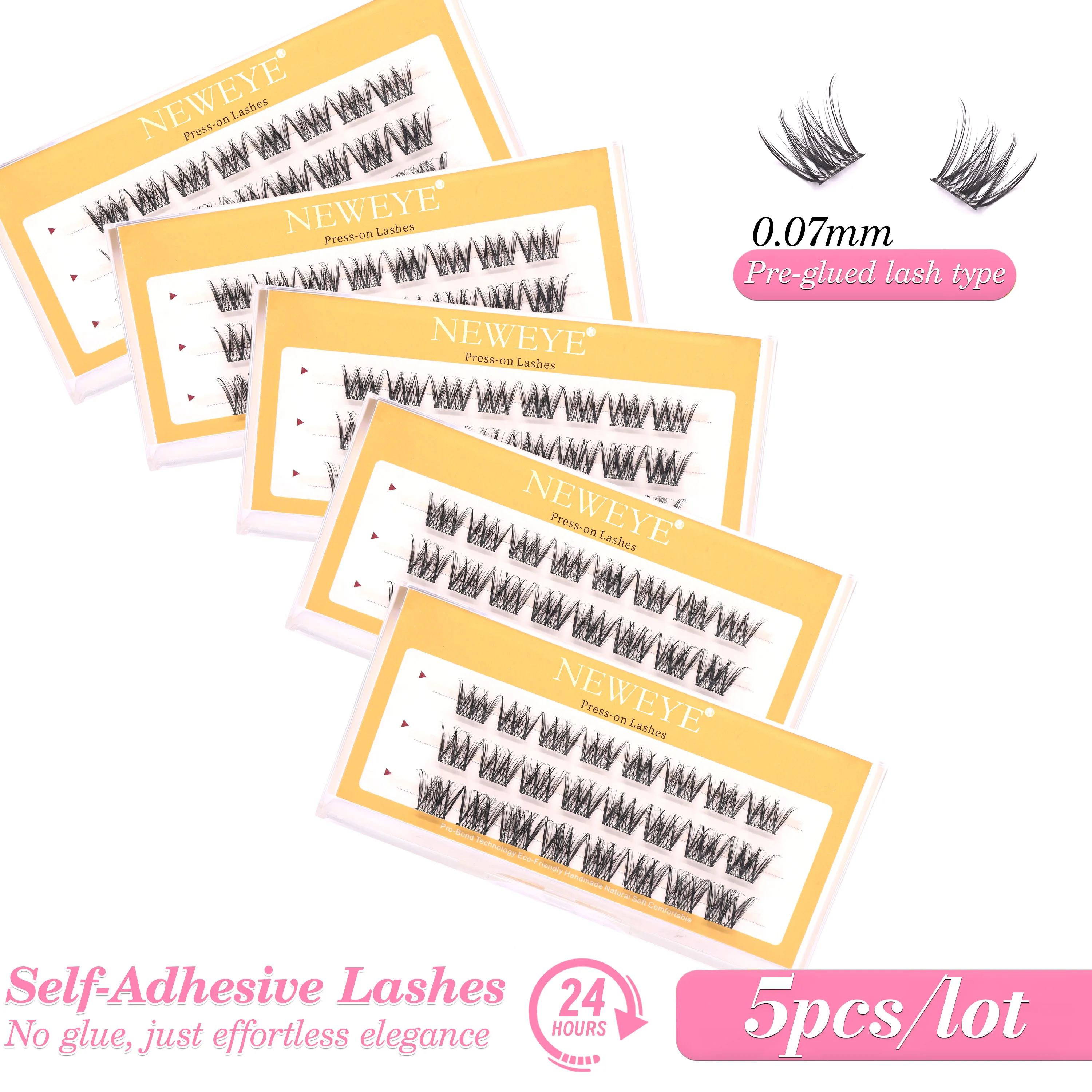 

5pcs/lot Fashionable DIY Cluster Segment Thick And Long Style Eyelash Extension Ultra Light Reusable 2-3 Times Strong Adhesive