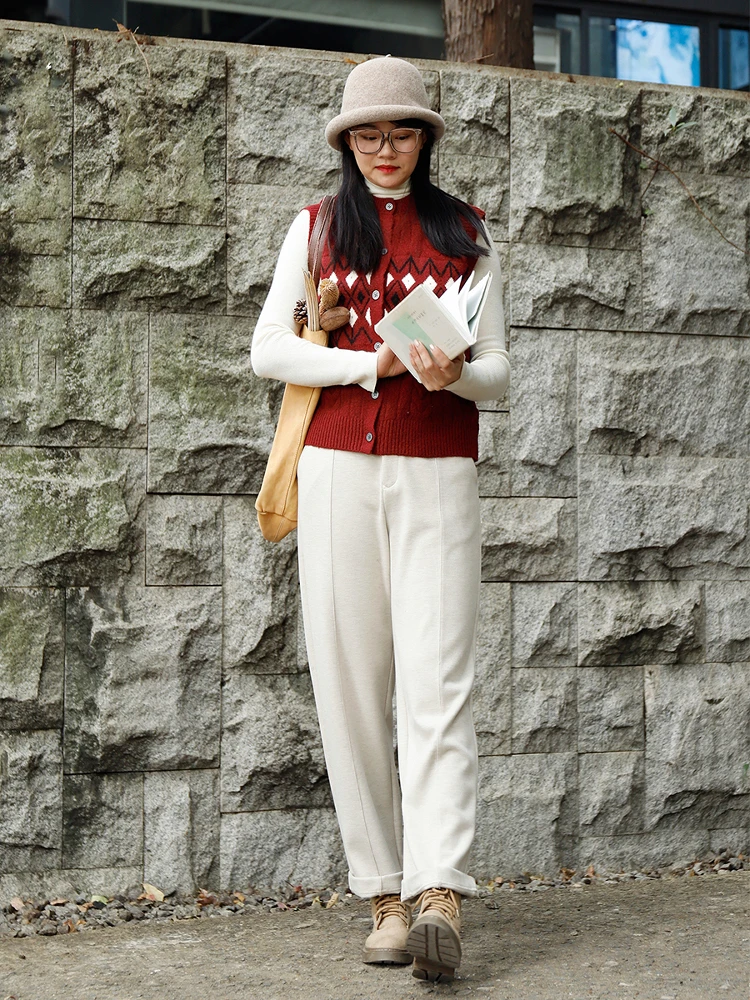 

Ele Knitted Vest for Women Retro Diamond Plaid Simple Sle Spring Summer New Arrival Commute Sle Button Design ort L...