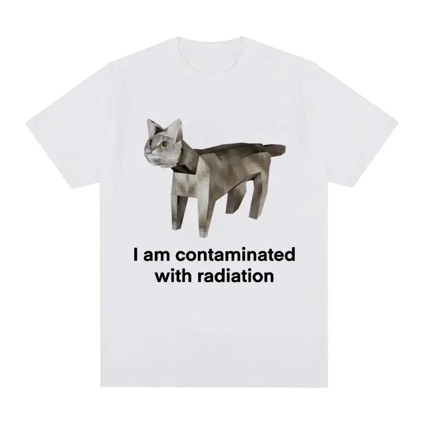 Ich bin kontaminiert mit dem Strahlungs-Cat-Memory-T-Shirt. Sommer Damen Herren Humorvolles Print T-Shirt Lässige Baumwolle Kurzarm Tops – Detail 2