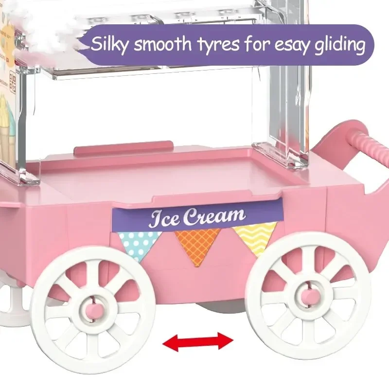 Children DIY Ice cream truck pretend play house girl selling car Mini Miniature Scene kids Simulation cars toy for children gift