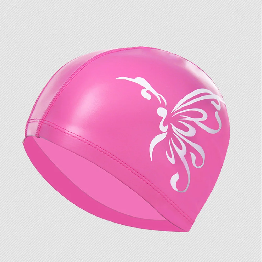غطاء أذن خفيف الوزن مقاوم للماء لحماية السباحة وقابل للتمدد مناسب للنساء والفتيات وإكسسوارات السباحة على شكل فراشة وردية