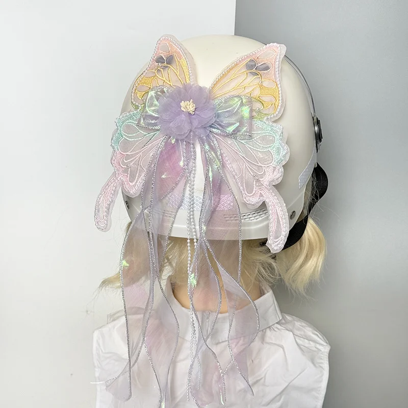 

Декоративный бантик для мотоциклетного шлема, украшение для женского скутера, декор для электросамоката, лента, аксессуар для полноразмерного шлема.