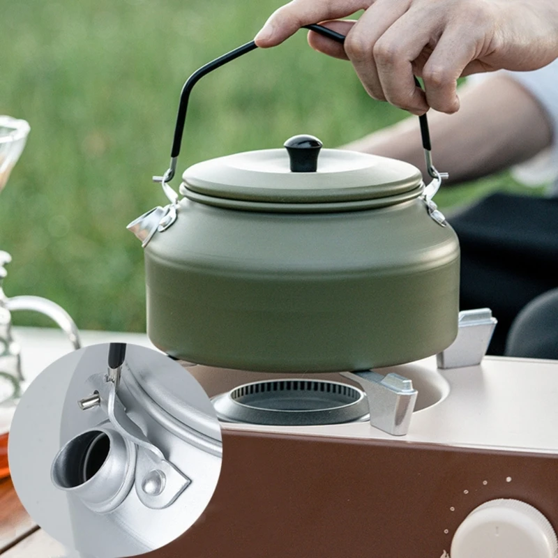 1100ml Outdoor Camping Kettle Whistling Teas Kettle Aluminum  Teapot Light Weight Portable Coffee Pots for Stovetop