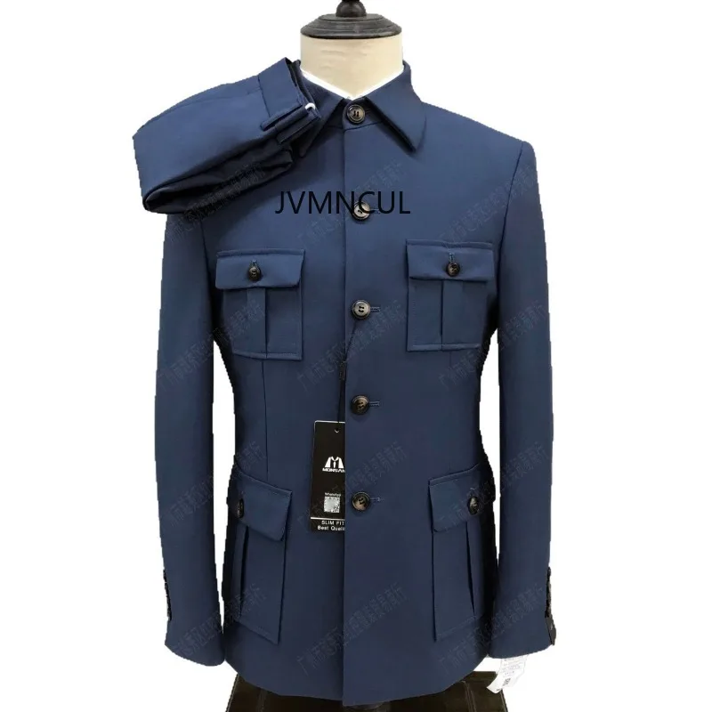 

2026 Latest Men's Slim - fit Two - piece Suit Set Jacket Trousers Cross - border Bestseller Factory Direct Supply