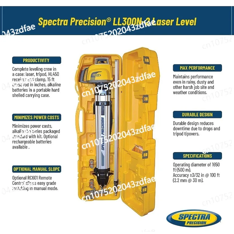 Spectra Precision LL300N-2 Laser Level, Self Leveling Kit with HL450 Receiver, Clamp,