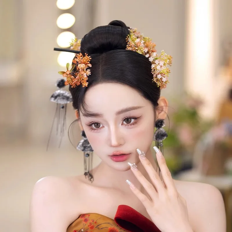 غطاء رأس الزفاف زهرة اصطناعية دبوس الشعر دعوى شيونغسام الصباح العباءات Hanfu استوديو التصوير فستان نخب إكسسوارات الشعر