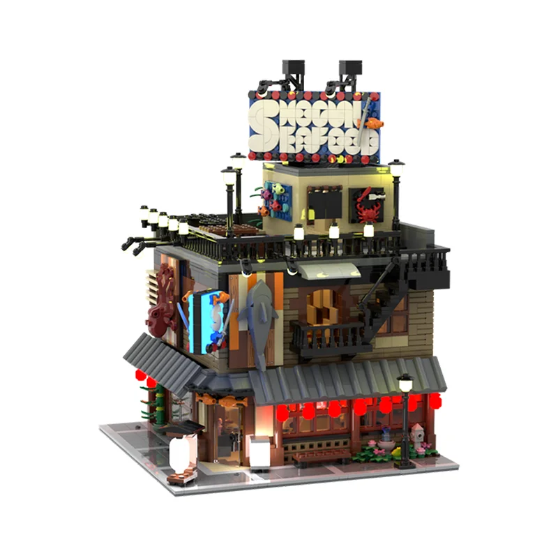 2765pcs MOC Shogun Zeevruchten Restaurant Gemaakt Model Gebouw Kerstcadeaus Blokken Architectuur Monteren Speelgoed DIY Idee Baksteen