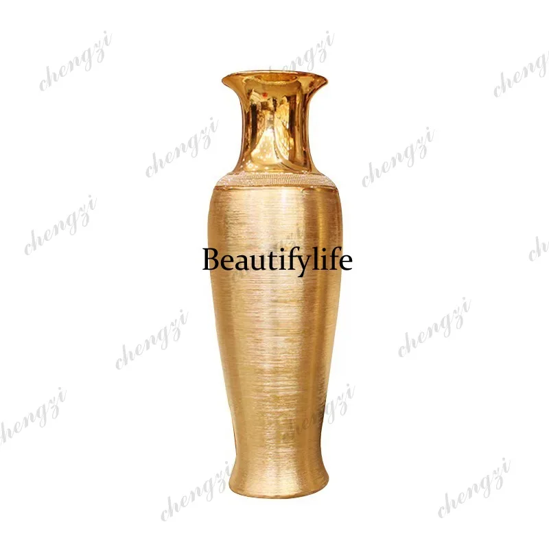 A95 European-style golden floor-to-ceiling ceramic vase living room hotel ornament wedding handicrafts
