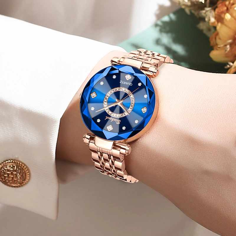 BINBOND Women\'s Watches Elegant Fashion Original Quartz Watch for Lady Heart of the Ocean Design Waterproof  Luminous Diamond