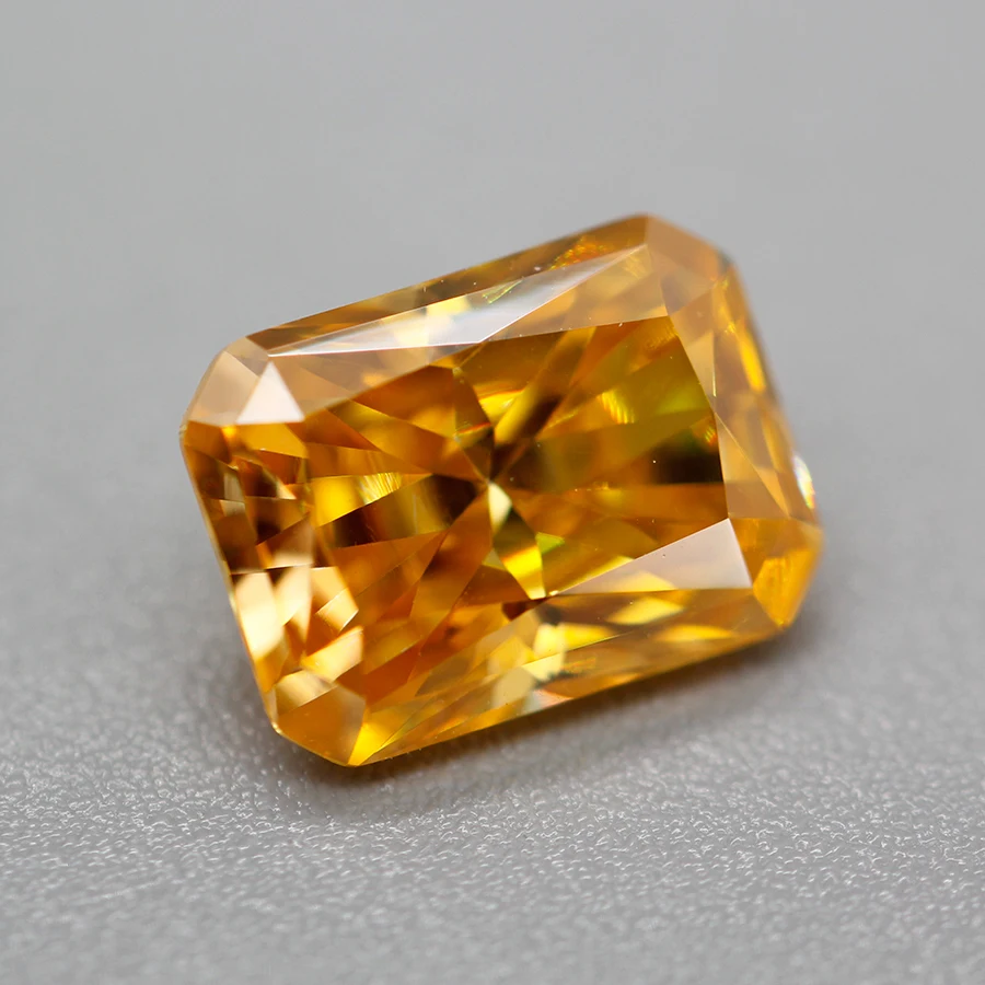 Golden/Champagne/Vivi Yellow Moissanite Stone Radiant Cut VVS1 Lab Diamond Gemstone Passed Diamond Test with GRA Report