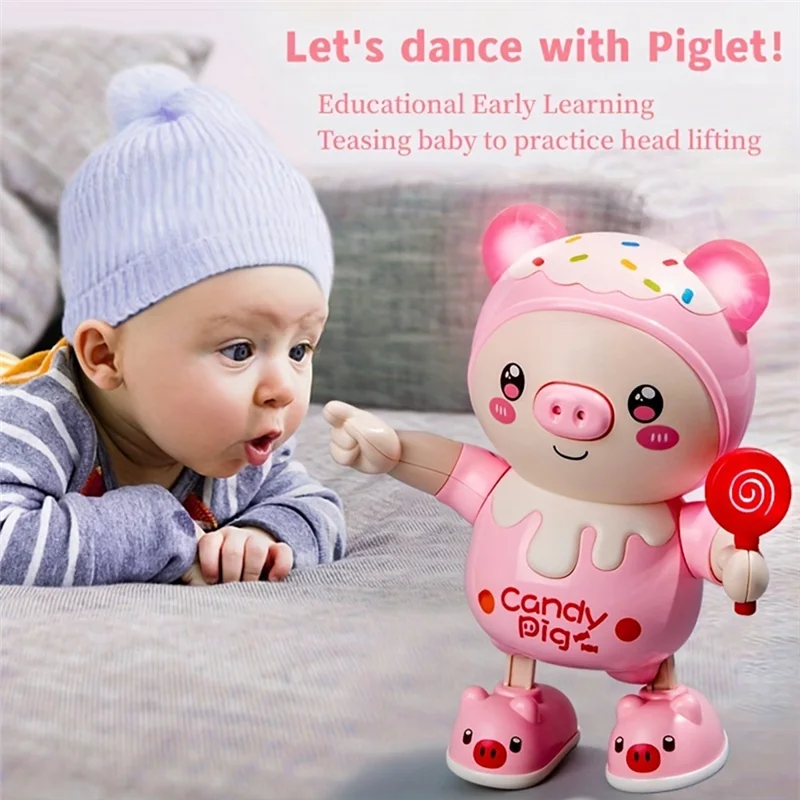 CYGJ-Upgraded Electronic Pets Pig Dancing , Electric Lighting Music Twisting Swing Left And Right Walking