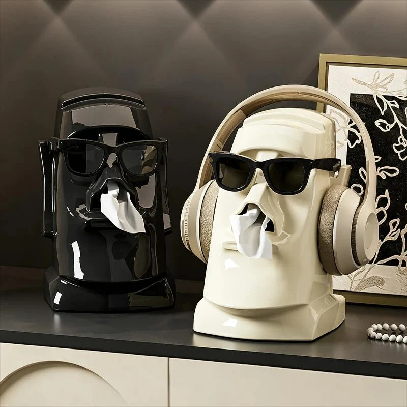 New-Creative Stone Statue Tissue Box Multifunctional Storage For Headphones And Tissues Home Decor Ornament For Living Room