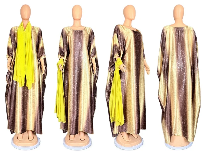 

plus Size African Chiffon Dress Elegant Wedding Evening Party Gown with Inner 2026 Ramadan Abaya Turkish Kaftan Robe for Women