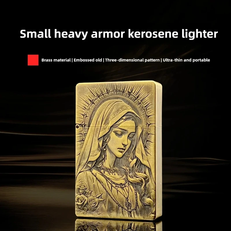 

Trench Small Heavy Armor Relief Made of Old Oil Lighter, Classic Cool and Fashionable Brass Windproof Lighter Men's Gift Smoking
