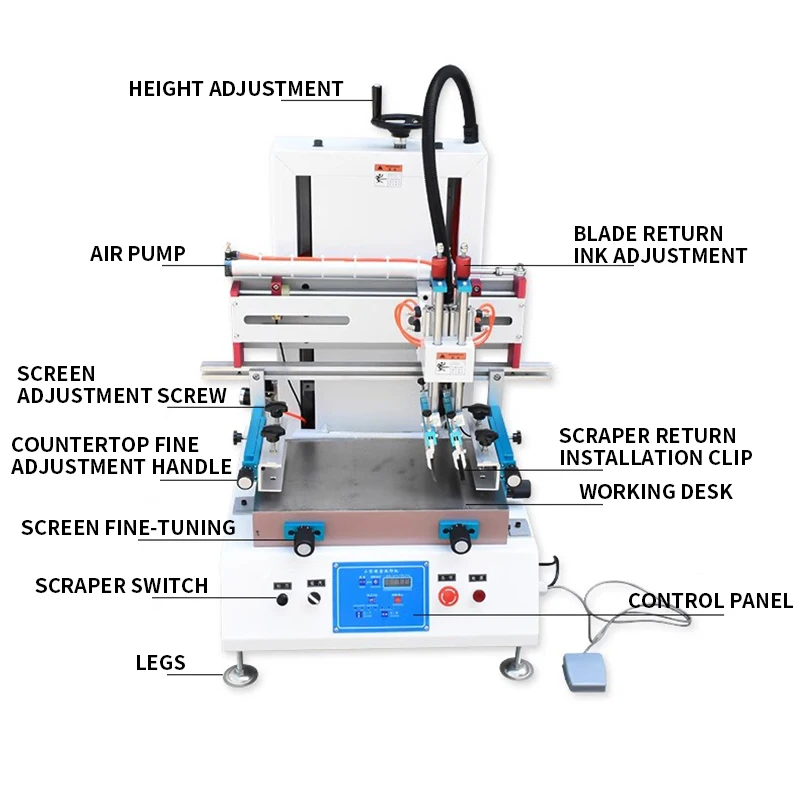 Automatic Silk Screen Printing Machine 25x35cm Printing Area Desktop Flat Bed T Shirt Plastic Bottle Printer with Suction