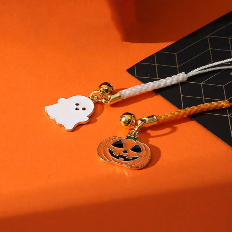 Cordón de cadena de teléfono de calabaza fantasma de Halloween, encanto Simple, funda de teléfono antideslizante, joyería de cuerda para regalos de mujer