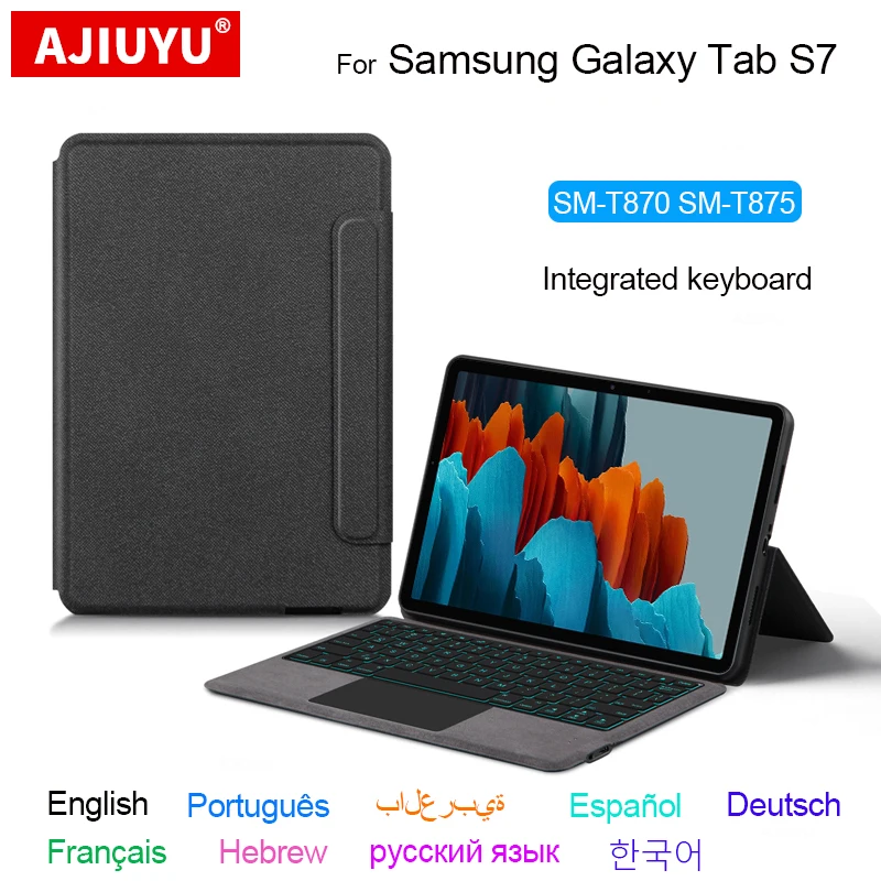 

Touchpad Backlit Keyboard Stand Case Portuguese Arabic Spanish Russian For Samsung Galaxy Tab S7 11 Inch SM-T870 SM-T875 Tablet