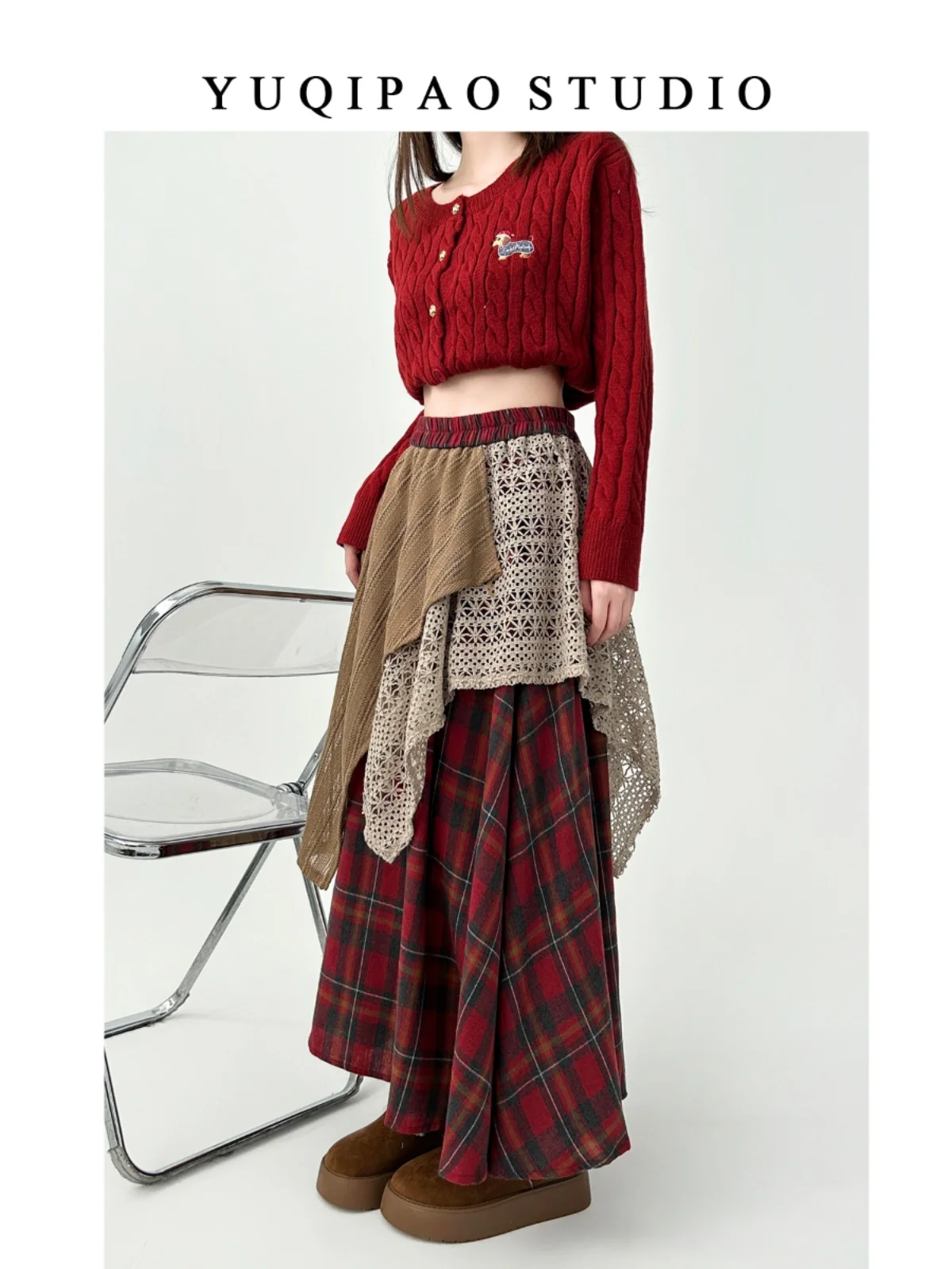 

Женская кружевная лоскутная юбка Y2k Mori Girl Harajuku, юбки трапециевидной формы средней длины, винтажная асимметричная юбка, одежда 2000-х годов, лето 2025 г.