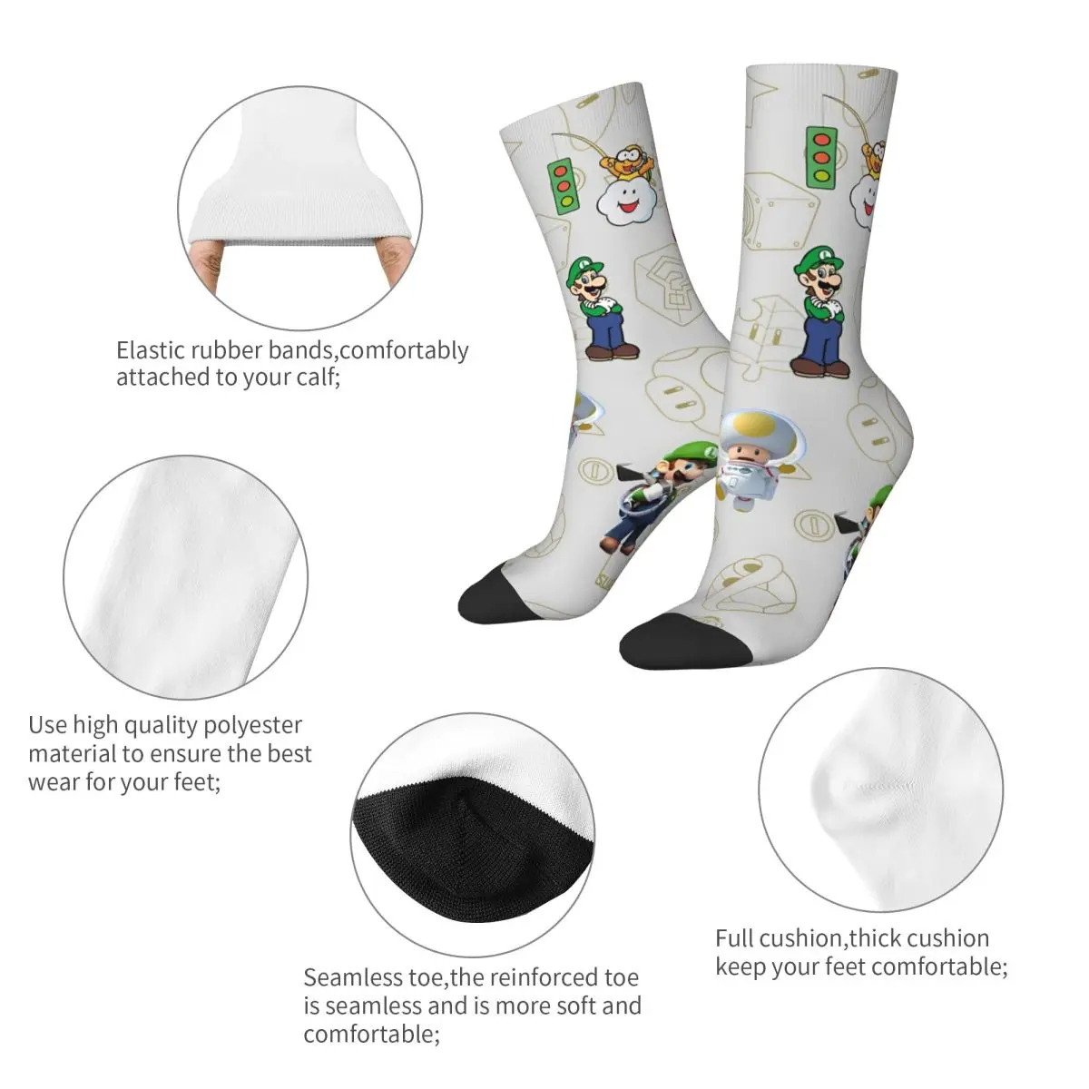 Super Mario-Chaussettes graphiques coordonnantes pour hommes et femmes, bas, doux, mode, cyclisme, cadeau, hiver