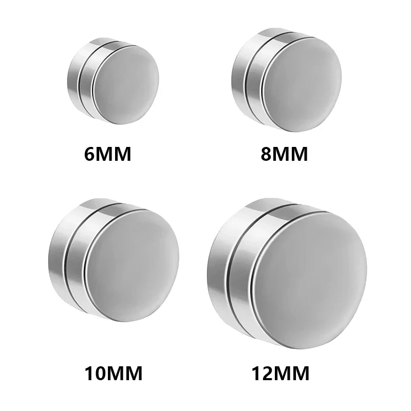 6mm/8mm/10mm/12mm Round Circle Non Piercing Strong Magnet Magnetic Mens Ear Clip Non Piercing Earrings Fake Earrings Jewelry