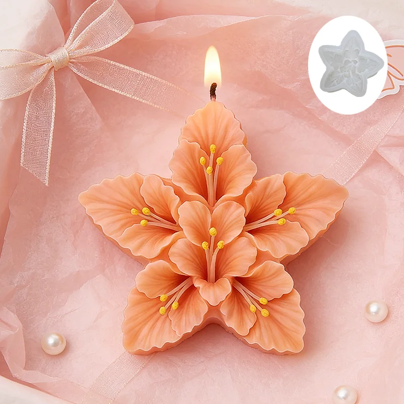 Hibiscus candle mold, realistic flower design, flat bottom mold, easily make Instagram-worthy scented candles, perfect for home