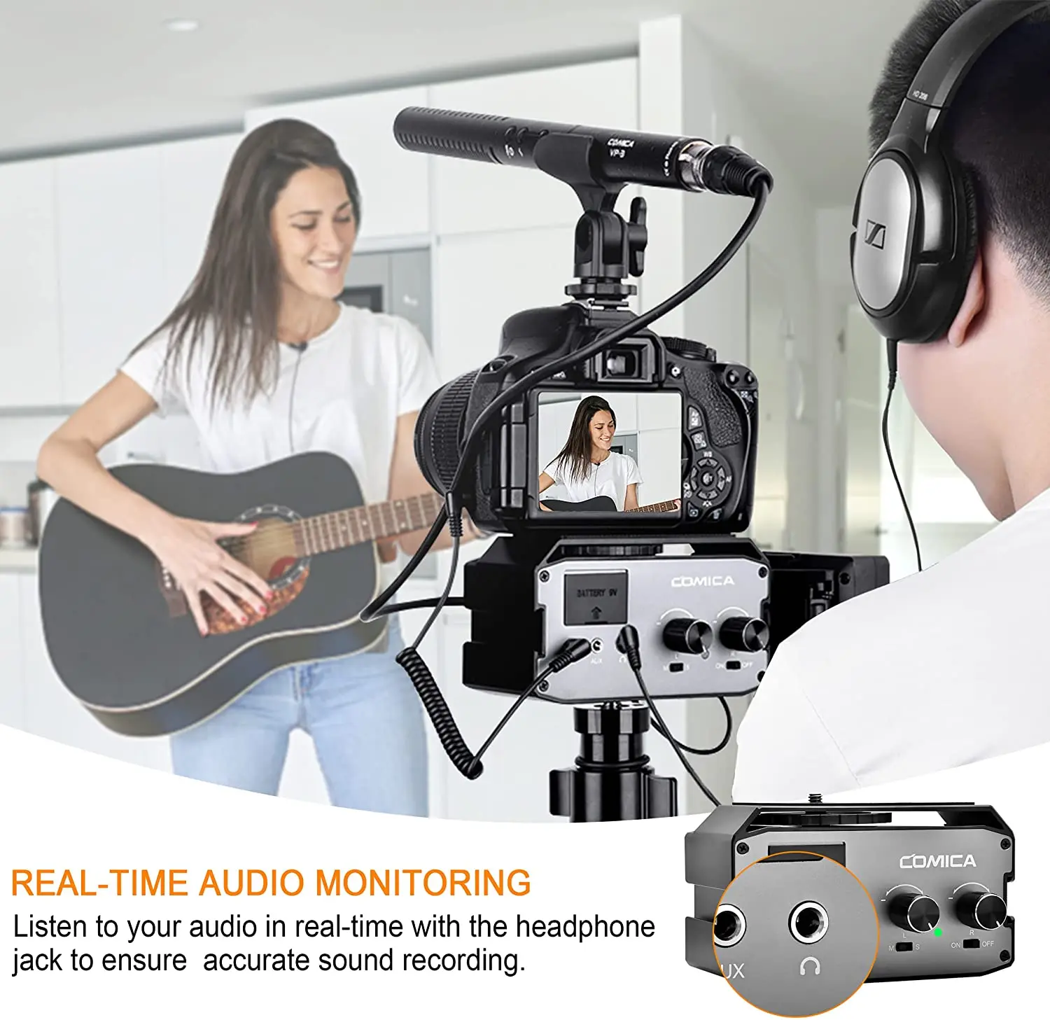 COMICA CVM-AX3 Dual XLR/6.35mm/3.5mm Video Audio Mixer, Camera Mixer for Canon Nikon Sony Panasonic DSLR Camera