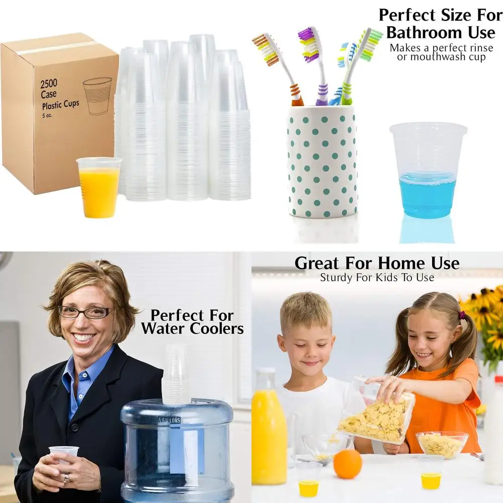 

2500 прочных полупрозрачных пластиковых стаканчиков, 150 мл, идеально подходят для ежедневного одноразового использования