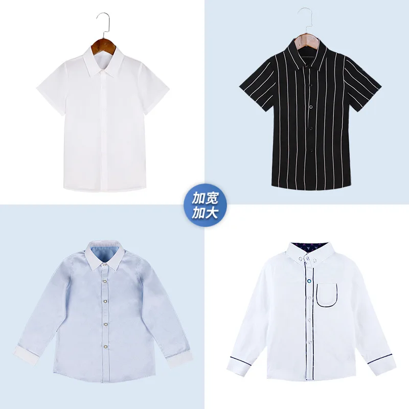 Fat Boy White Shirt Spring/Summer New Mid size Big Boy Fat Striped Top Children's Fat Plus Size Shirt