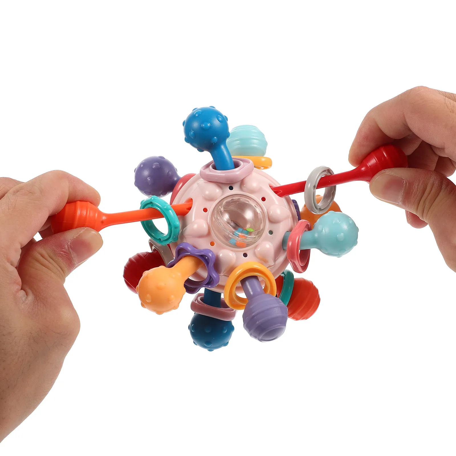 

1pc Soft Silicone Hand Grip Ball Baby Teether Grasping Activity Stretch Chewable Sensory Development For Toddlers Kids 1-3 Years