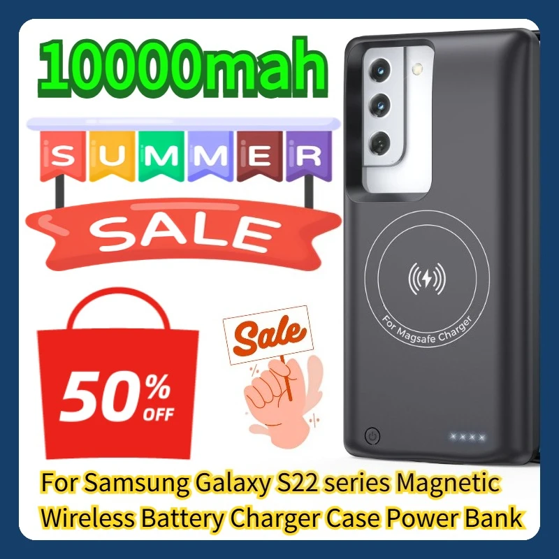 

For Samsung Galaxy S22 series Magnetic Wireless Battery Charger Case Power Bank 10000mah
