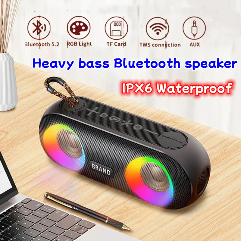 

z kolorowymi światłami RGB głośnik Bluetooth zewnętrzny wodoodporny subwoofer 3D Stereo dźwięk przestrzenny kolumna centrum muzyczne Boombox TWS