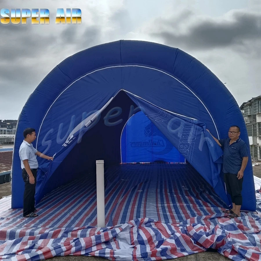 New style custom blue outdoor inflatable tunnle tent with door curtain for events