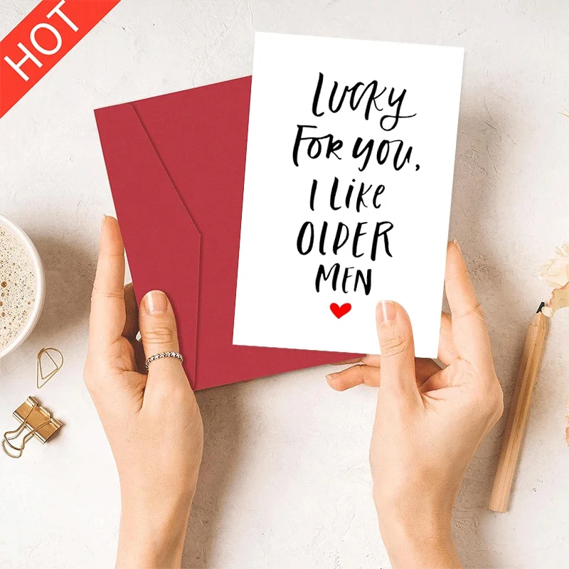 

Lucky For You I Like Older Men Greeting Card Funny Romantic Birthday Valentine's Day Card for Him
