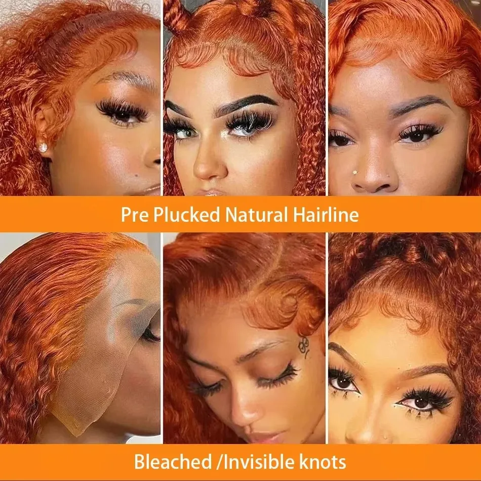 Perruque Lace Front Wig Deep Wave brésilienne naturelle, cheveux bouclés, 13x6, 13x4, #350, 30 pouces, vidéo orange adt, pour femmes