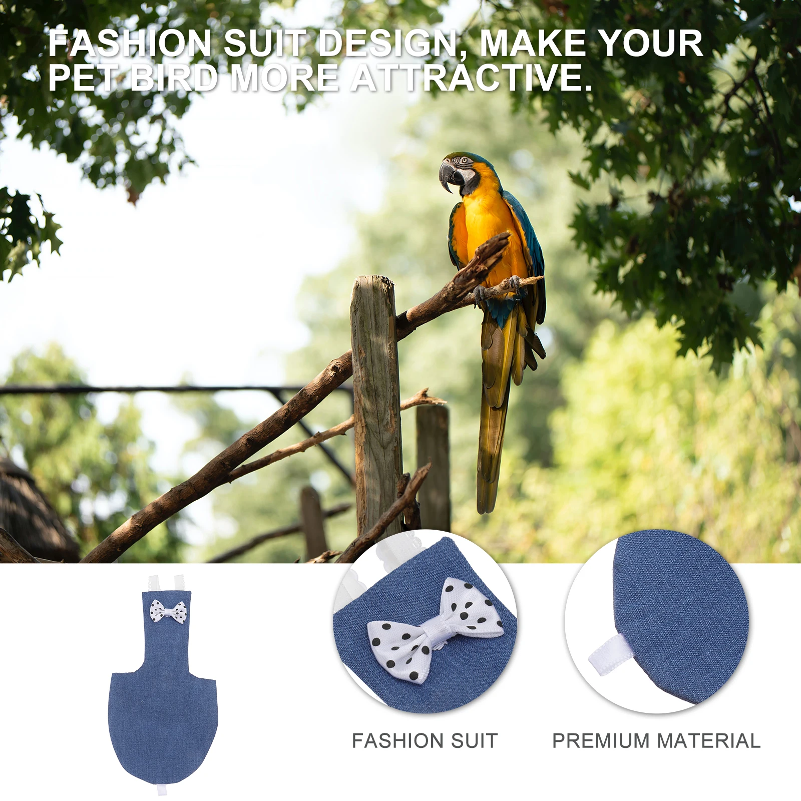 

Bird Diaper Parrot Flight Suit Reusable Nappy Adjustable Leash Fashion Design Attractive Charming Long Lasting Premium Material